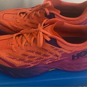 HOKA Orange and Purple Athletic Shoes